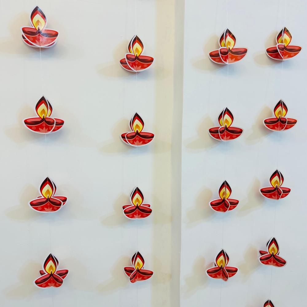 Golden Hanging 3D Diya For Diwali 