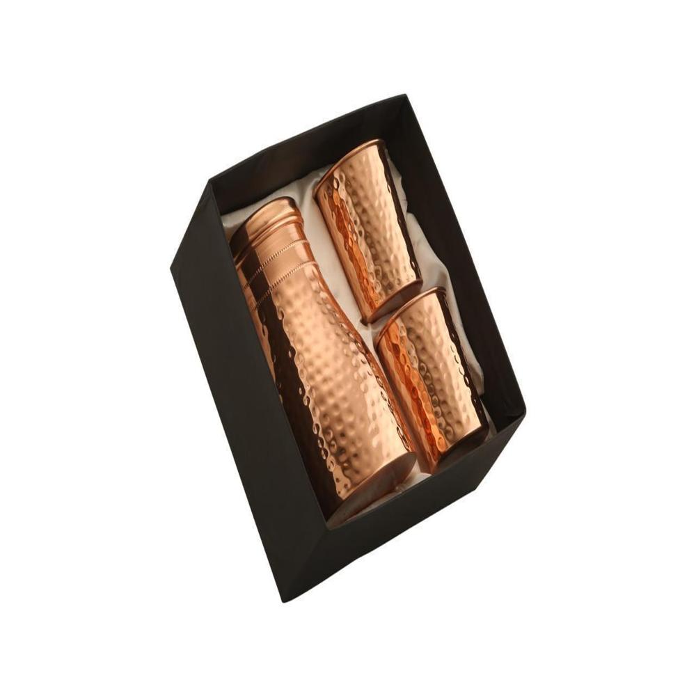 Copper Bottle with Two Glass Set Individual Unit