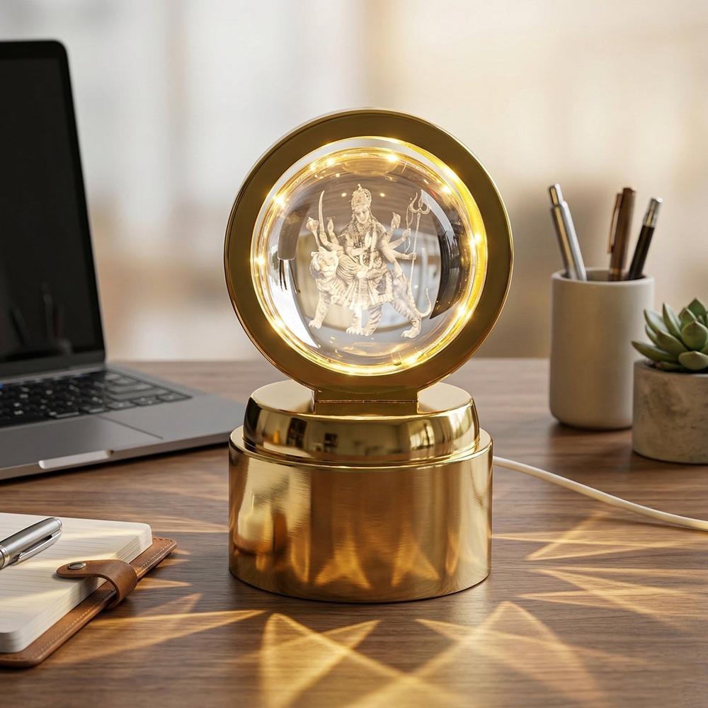 3D Crystal Ball Led Decorative Night Lamp With Goddess Design (1 Pc) - Color: Mix