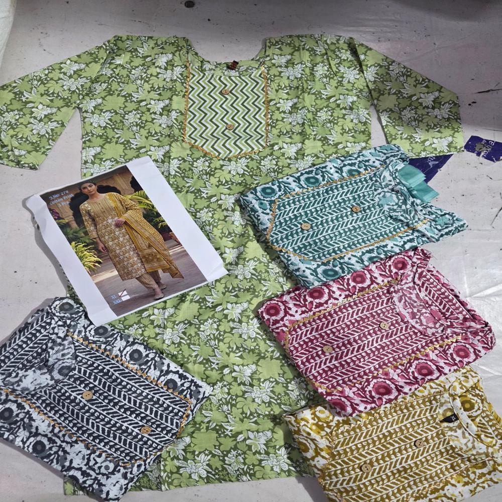 cotton ladies 3 piece suit