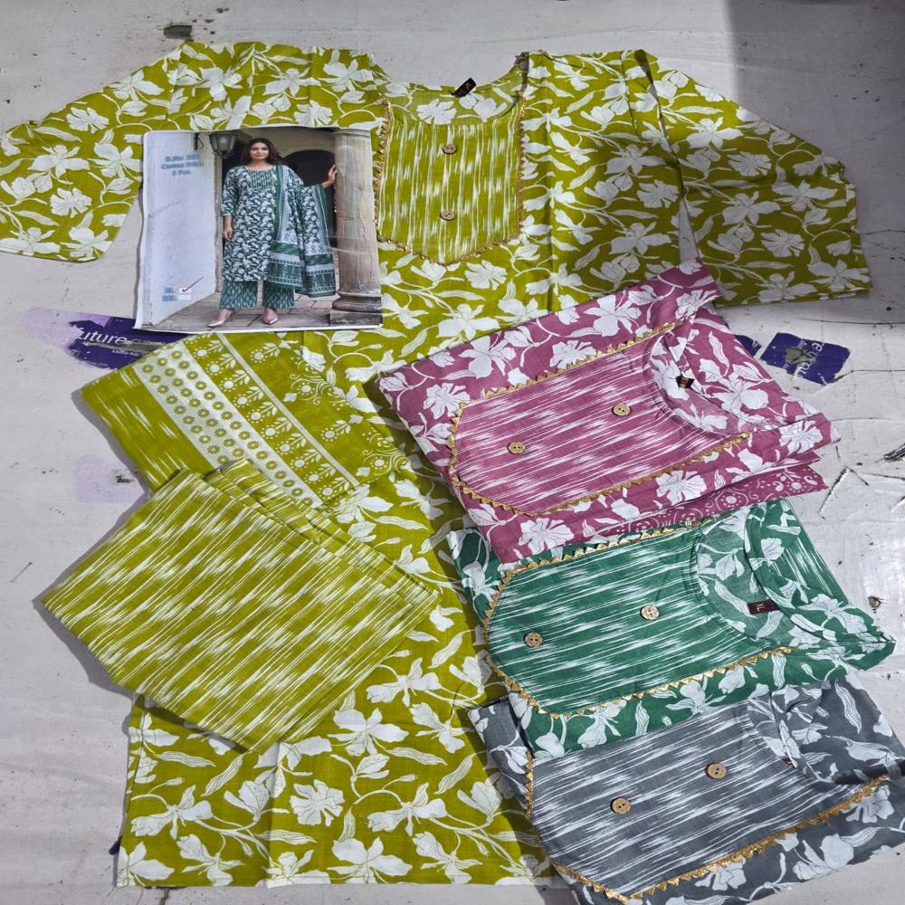 cotton ladies 3 piece suit