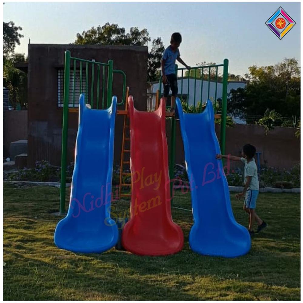 Outdoor Play Equipment Triple Wave Slide Combo