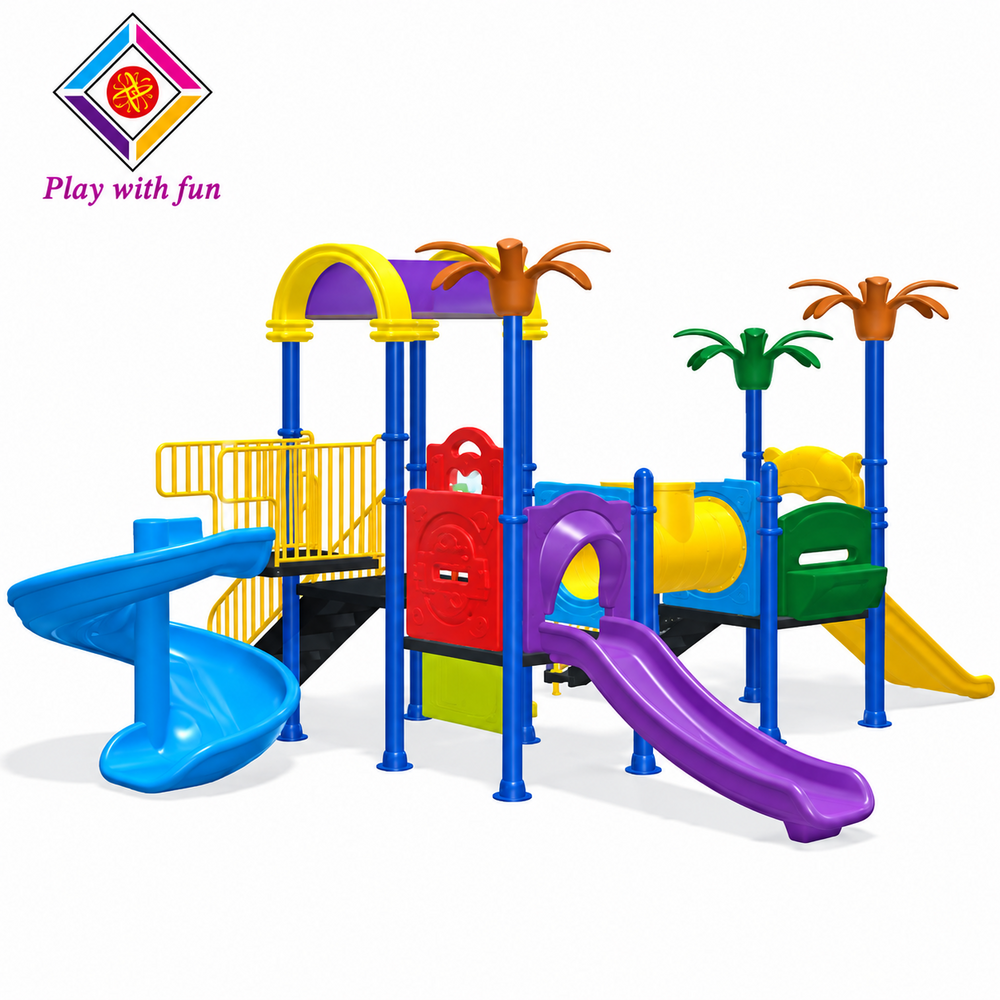Outdoor Multi Play Station - Galvanized Steel, 220x110x160 cm, Yellow/Red/Blue | Double Toddler Swing, Safety Harness, UV-Stabilized Seats
