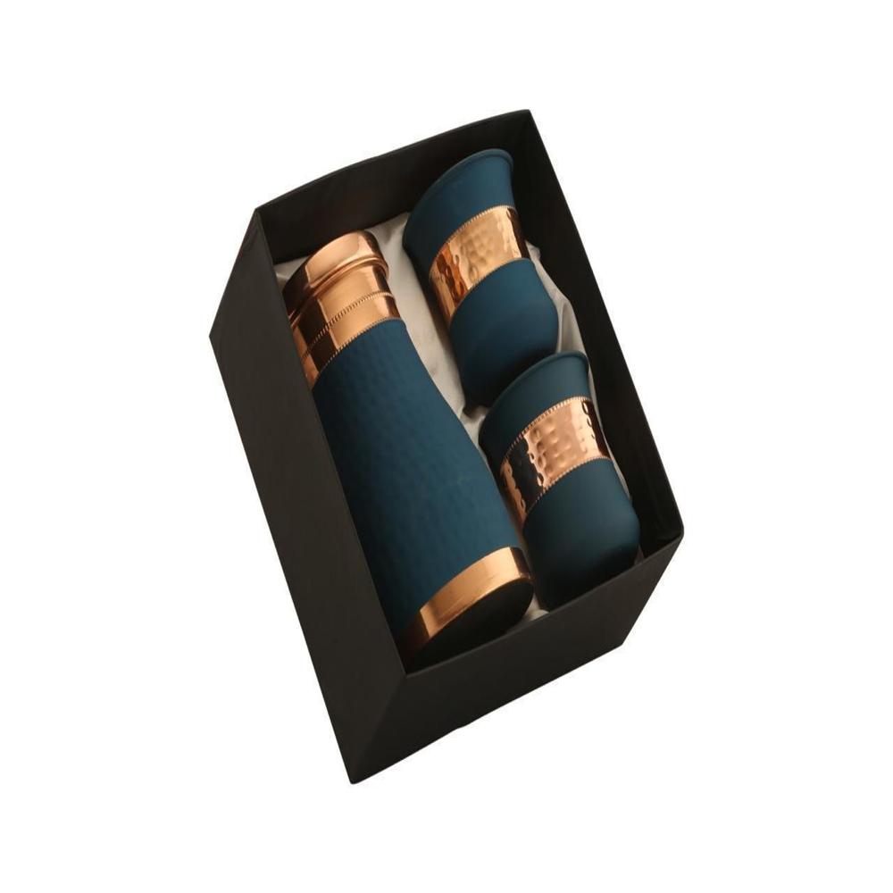 Heritage Glow Copper Bottle with 2 Glass Set