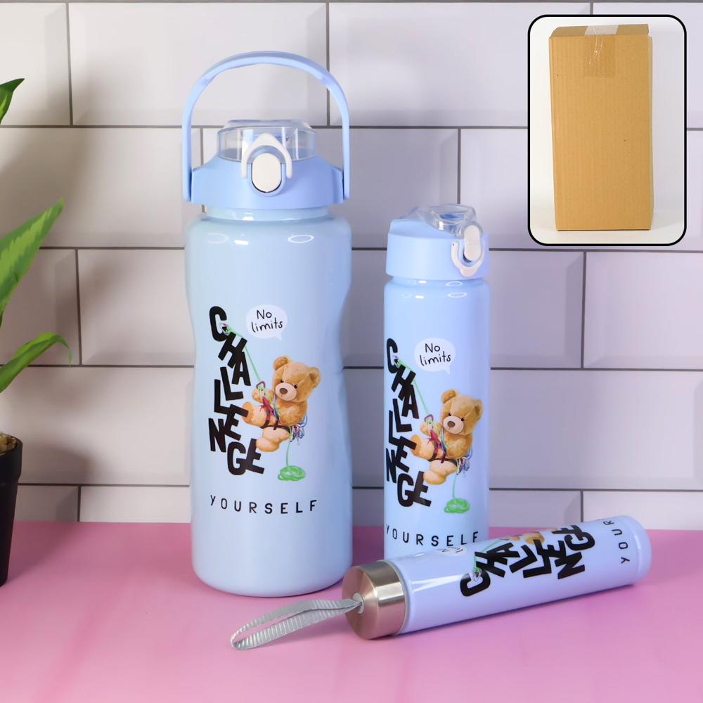 Premium Water Bottles  2000Ml + 900Ml + 300Ml (Set) - Color: Mix