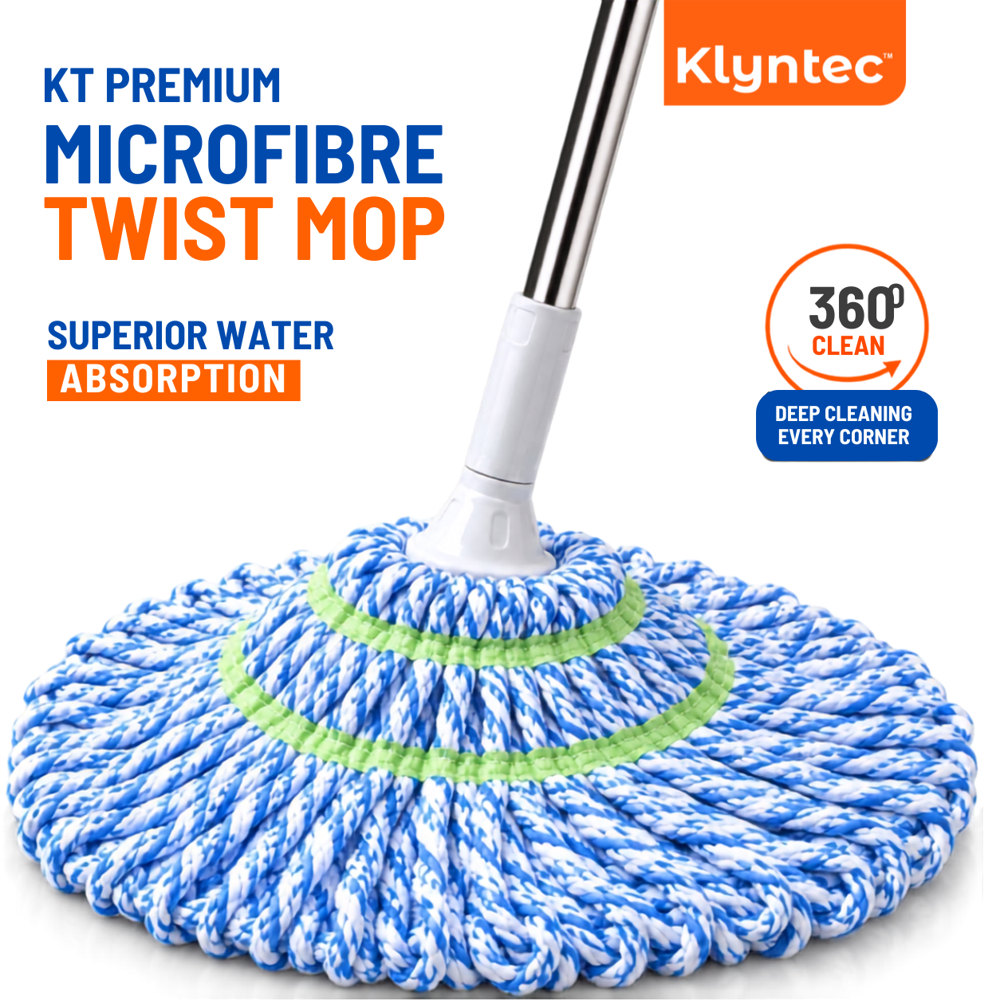 Klyntec Stainless Steel Twist Mop Handle (Blue) 130 Gms - Application: Cleaning Of Multiple Floor Types
