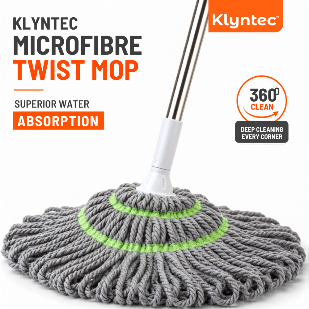 Klyntec Stainless Steel Twist Mop Handle (grey) 100 Gms - Application: Cleaning