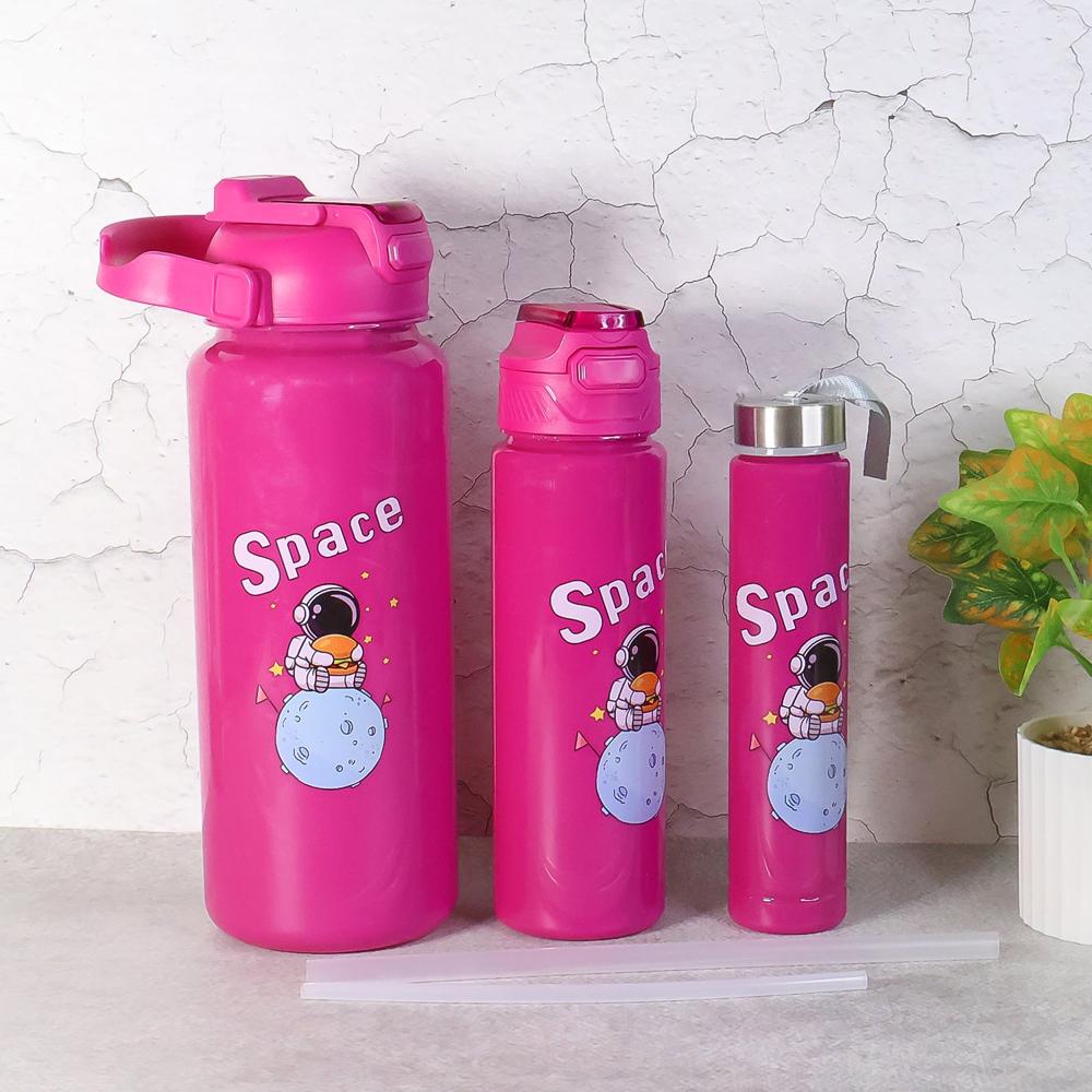 Space Theme Printed Water Bottles  2000ML, 900ML & 300ML Approx- (Set)