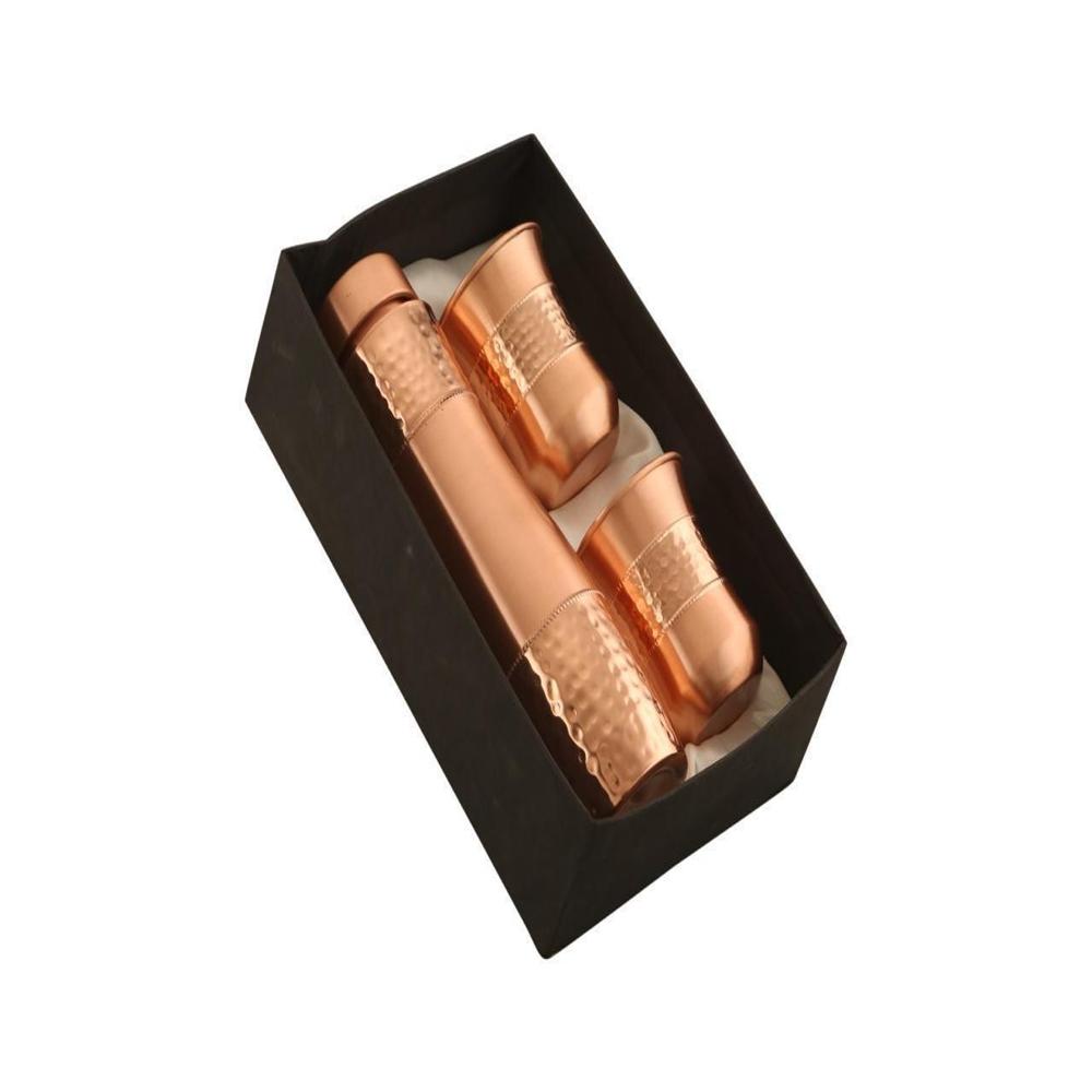 Health First Copper Bottle with 2 Glass Set