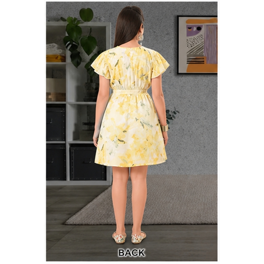 Girls Frock One Piece Dress - Printed Trendy Design With Short Sleeves For Summer | Washable Fabric, Perfect For Playtime