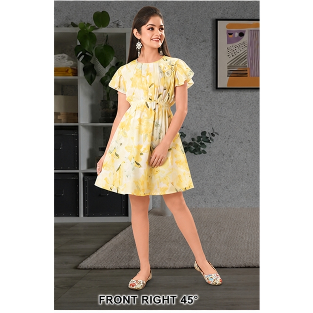 Girls Frock One Piece Dress - Printed Trendy Design With Short Sleeves For Summer | Washable Fabric, Perfect For Playtime