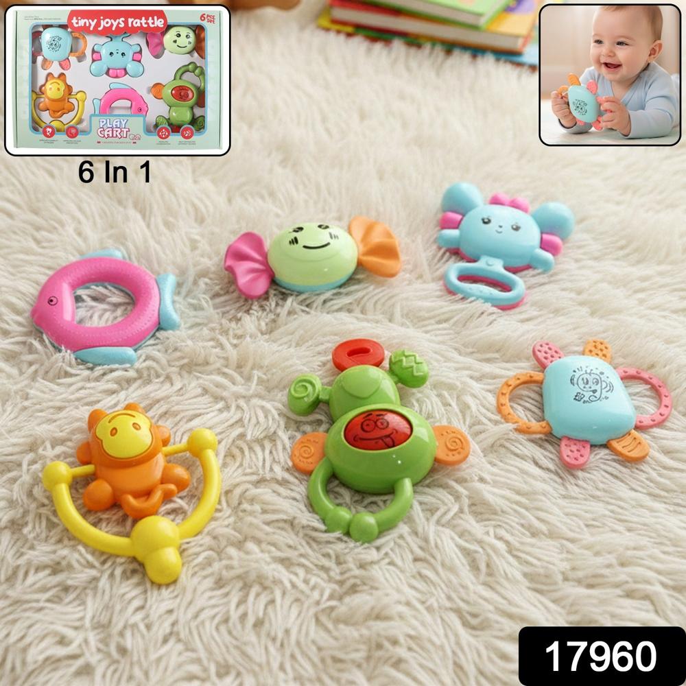 Play Cart Tiny Joys Rattle Toy Set 6-in-1 Baby Rattles