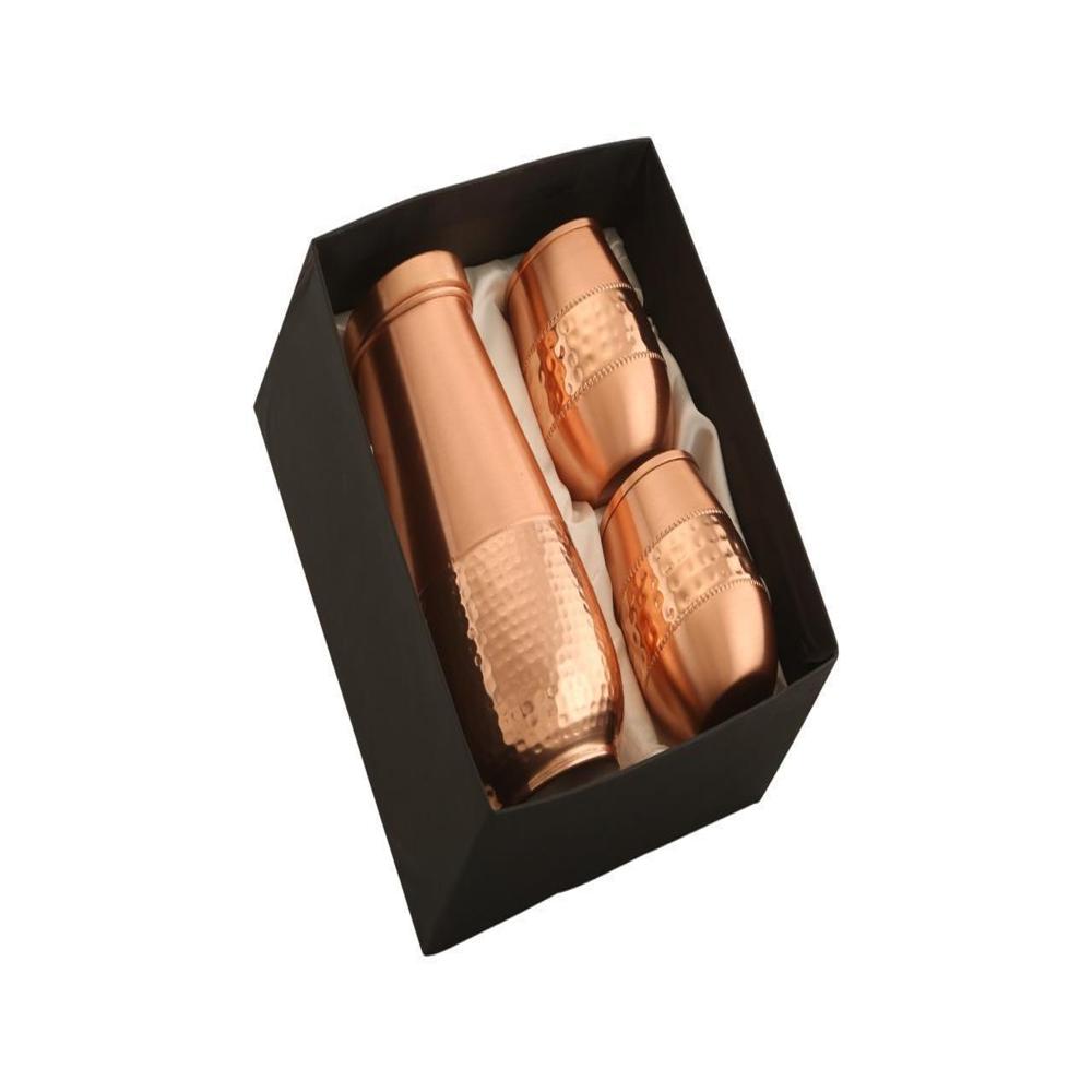 Aura Copper Bottle With 2 Glass Set - Diameter: 5cm  Centimeter (cm)