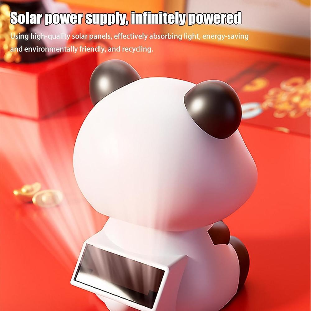 Solar Powered Moving Panda Car Dashboard Decoration  1 Pc