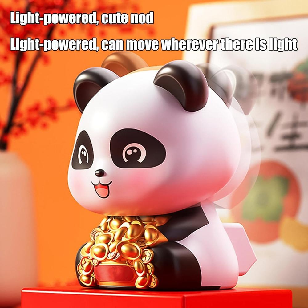 Solar Powered Moving Panda Car Dashboard Decoration  1 Pc
