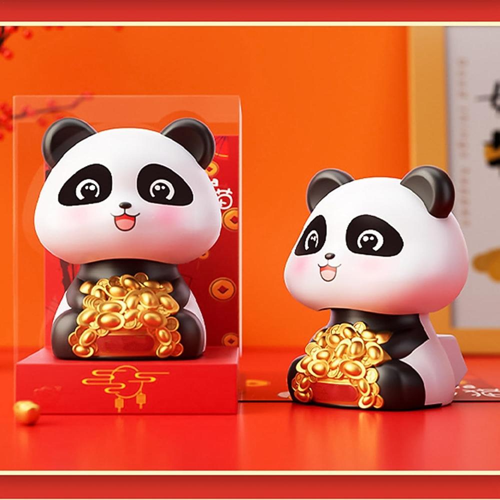 Solar Powered Moving Panda Car Dashboard Decoration  1 Pc