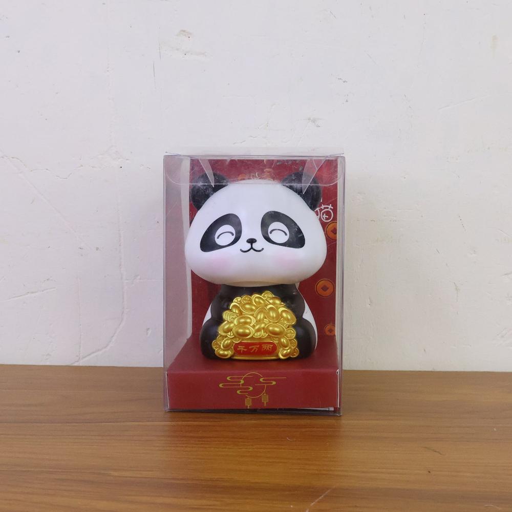 Solar Powered Moving Panda Car Dashboard Decoration  1 Pc