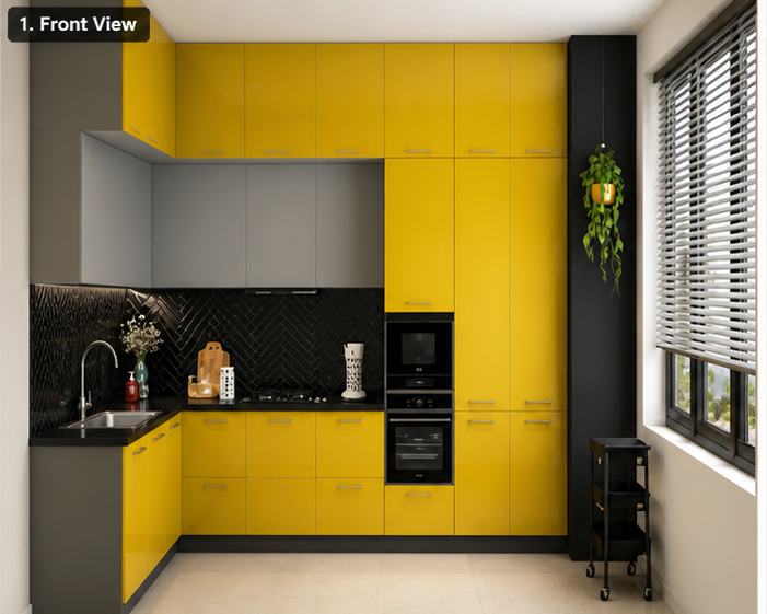 Designer L Shaped Modular Kitchen Service