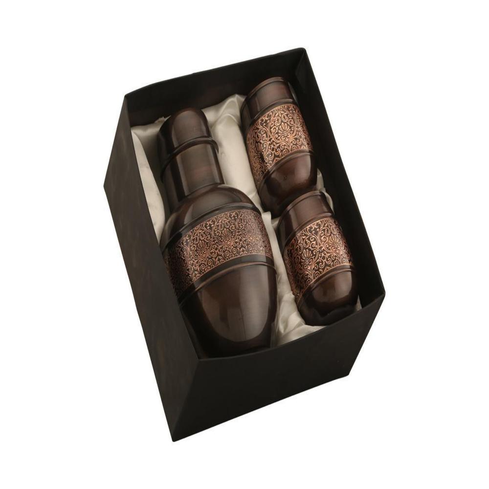 Traditional Touch Copper Bottle with 2 Glass Set