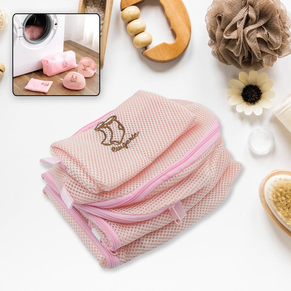 Zippered Mesh Laundry Wash Bags For Delicates & Lingerie (5 Pc Set) - Color: Mix