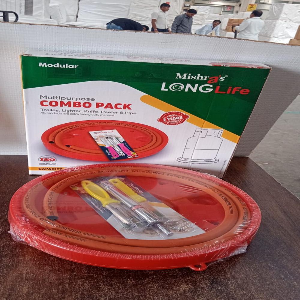5-piece Multipurpose Lpg Kitchen Combo Set With Gas Pipe, Trolley & Tools
