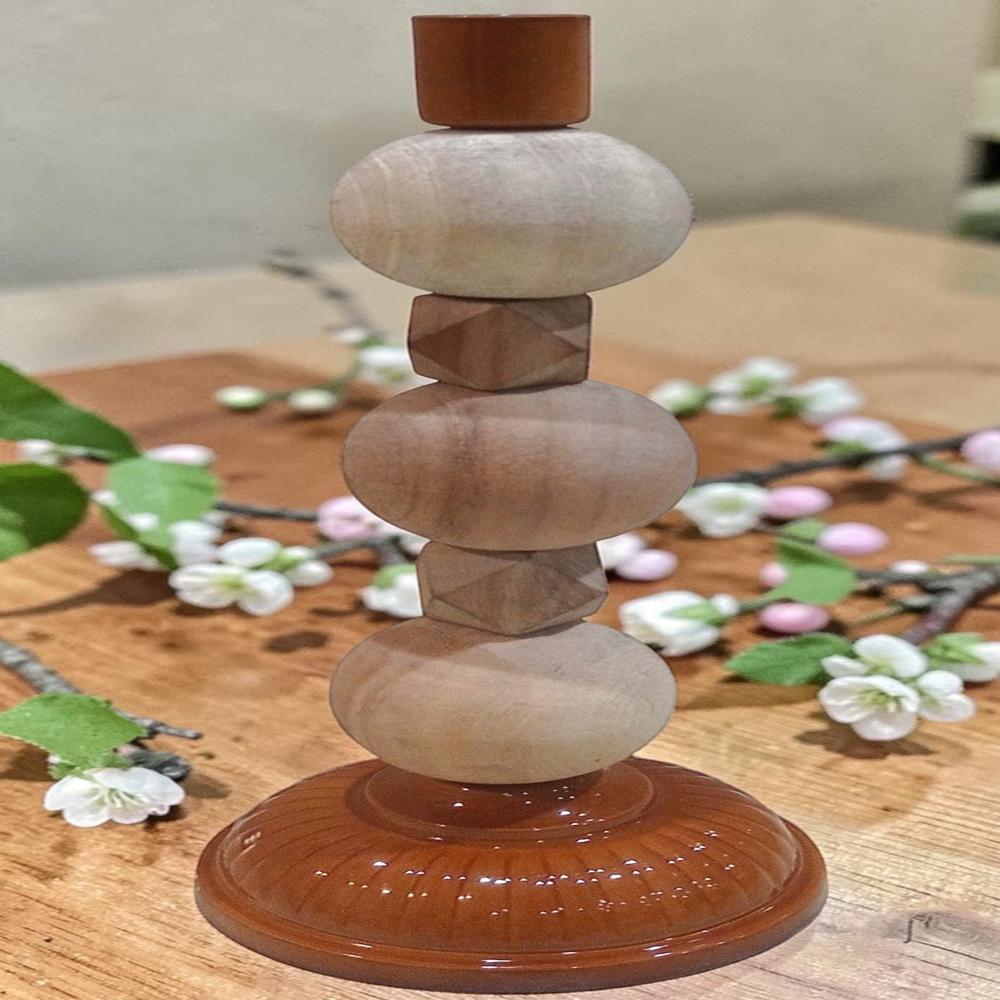 Wood candle stand holder