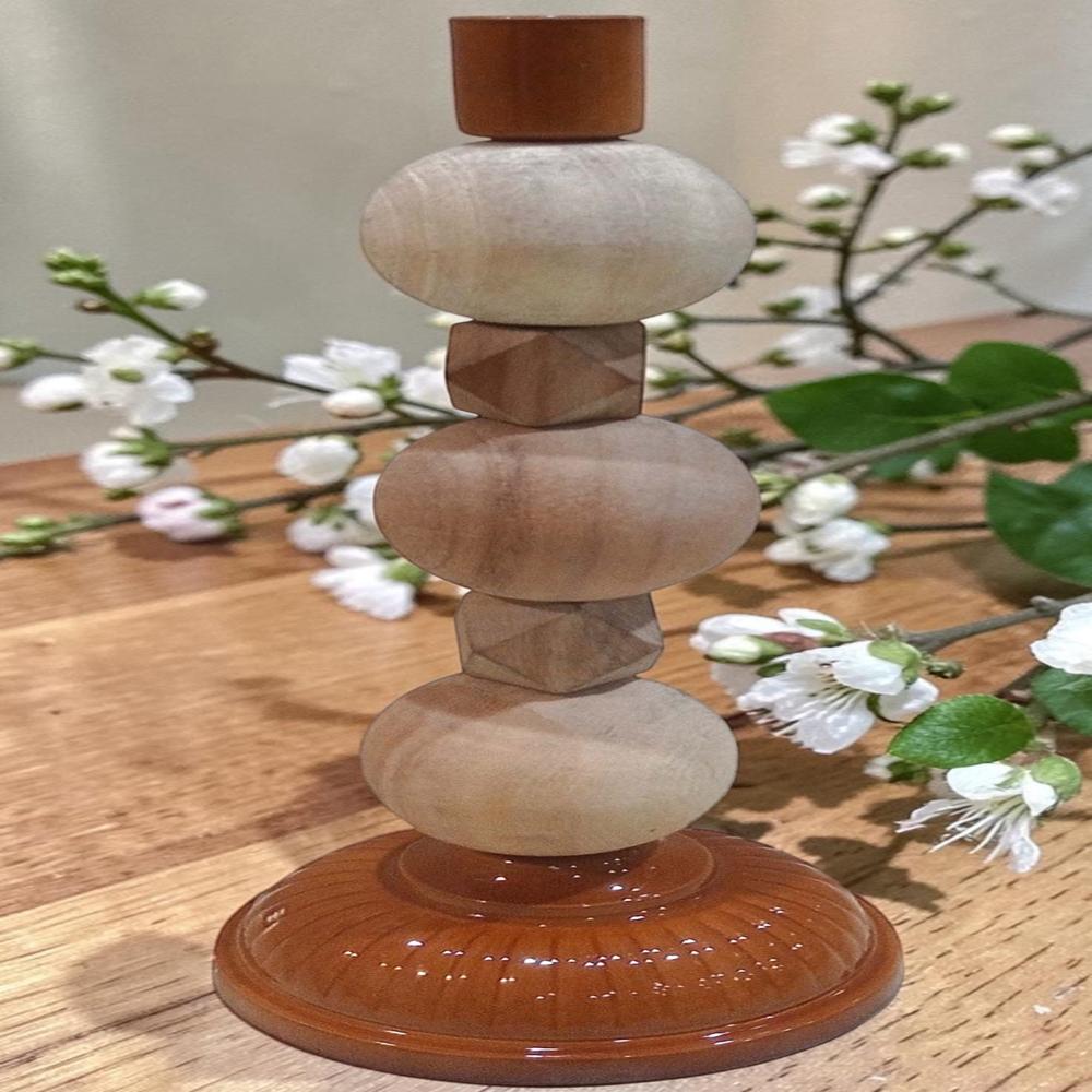 Wood candle stand holder
