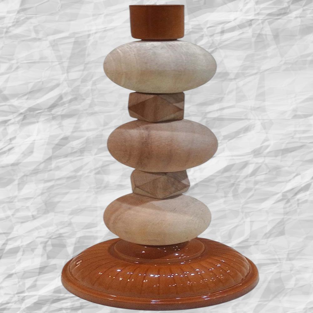 Wood candle stand holder