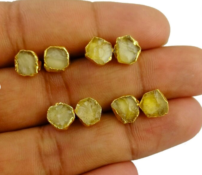 Citrine Raw Gemstone Stud Earring