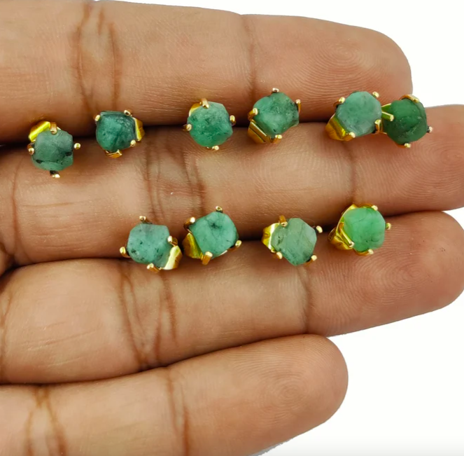 Emerald Raw Tiny Stud Earring