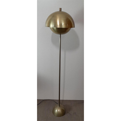 15280F Brass Antq Finish Floor Lamp - Metal, 152 cm, Antique Brass | Round Weighted Base, In-line Switch, E27 Bulb Compatible