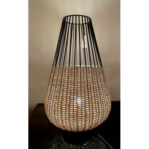 Decorative Table Uplight - Color: Black And Rattan