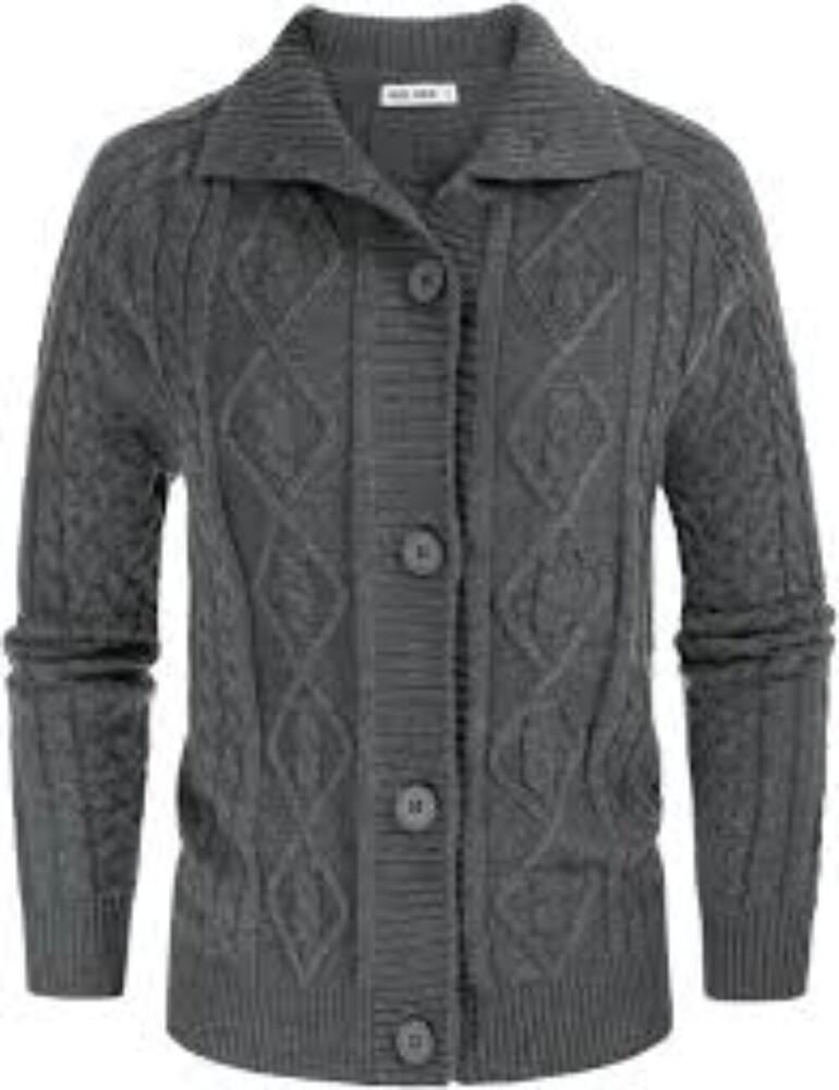 Ladies Grey Full Sleeve Woolen Cardigan