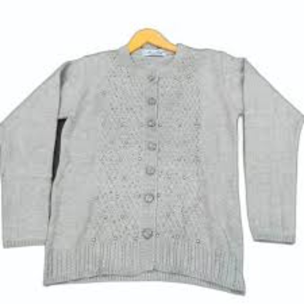 Ladies Grey Full Sleeve Woolen Cardigan