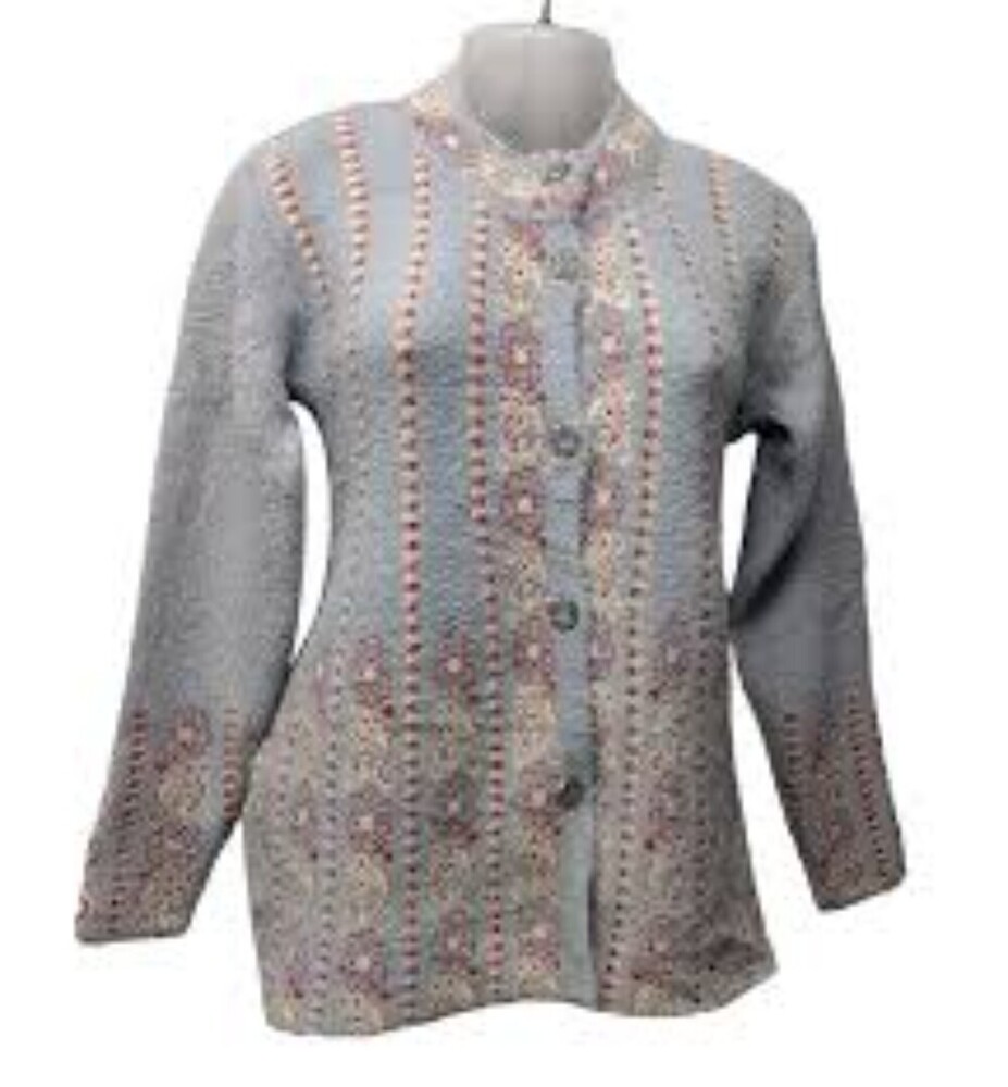 Ladies Grey Full Sleeve Woolen Cardigan