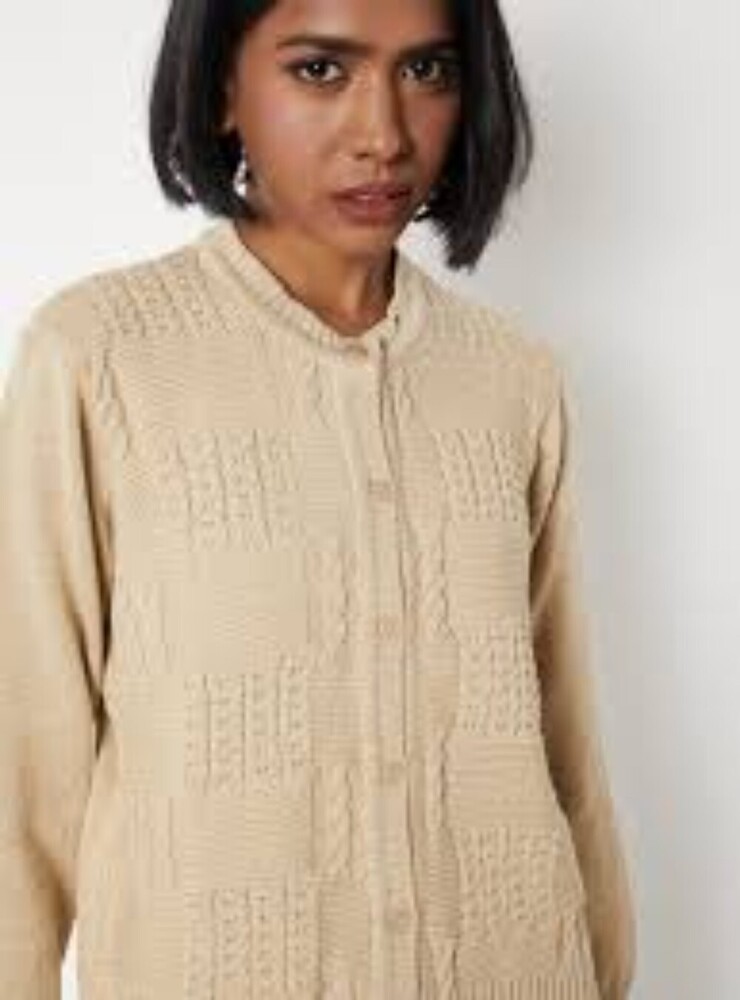 Ladies Beige Woolen Cardigan