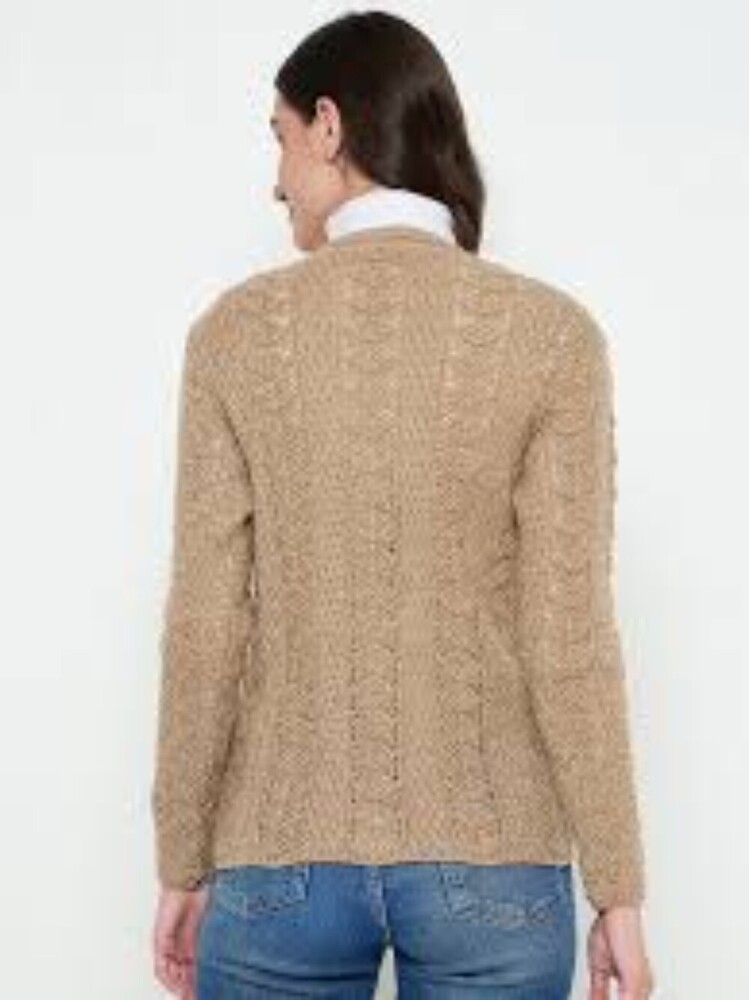Ladies Beige Woolen Cardigan