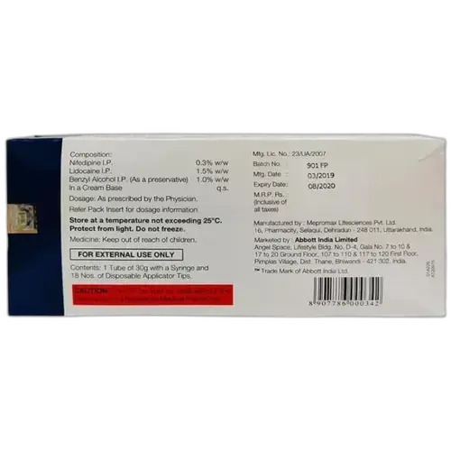 Nifedipine Lidocaine Cream