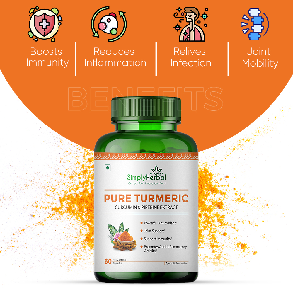 Simply Herbal Turmeric Curcumin Extract Capsules 800MG