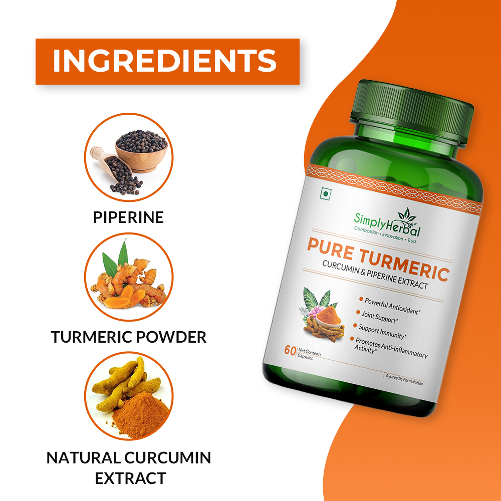 Simply Herbal Turmeric Curcumin Extract Capsules 800MG