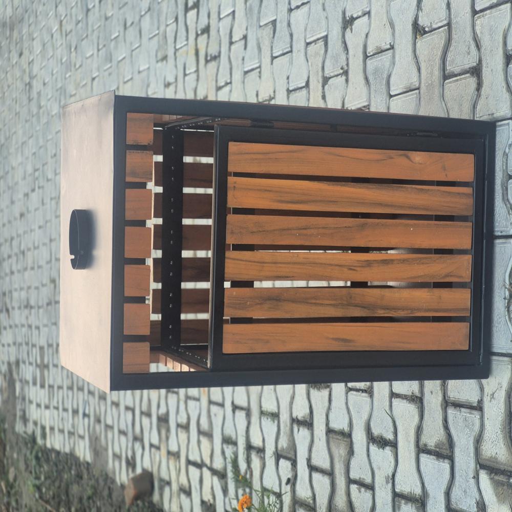Outdoor Wooden Waste Bin