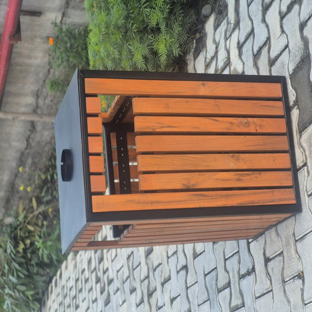 Outdoor Wooden Waste Bin