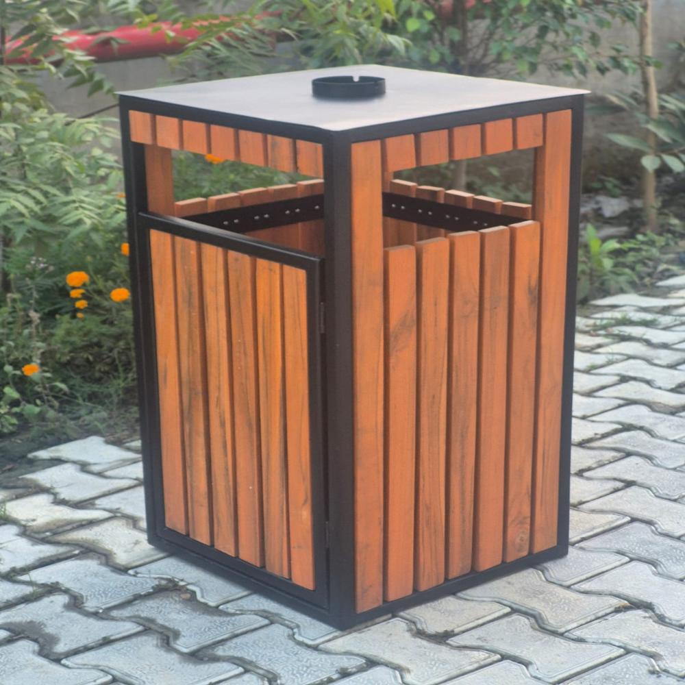 Outdoor Wooden Waste Bin