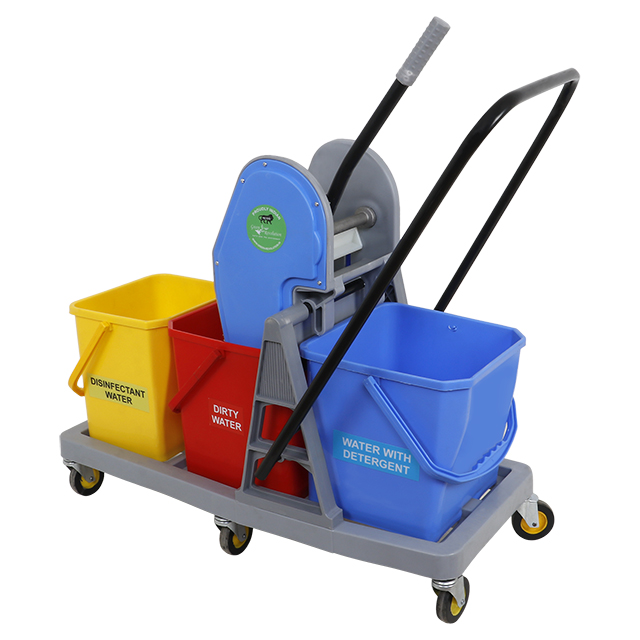 Tripple Bucket Mop Wringer Trolley