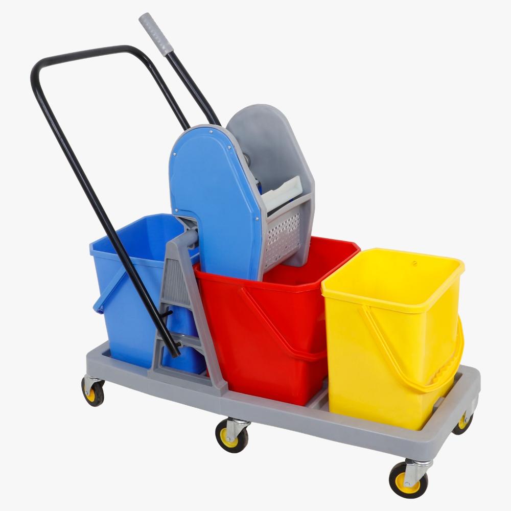 Tripple Bucket Mop Wringer Trolley