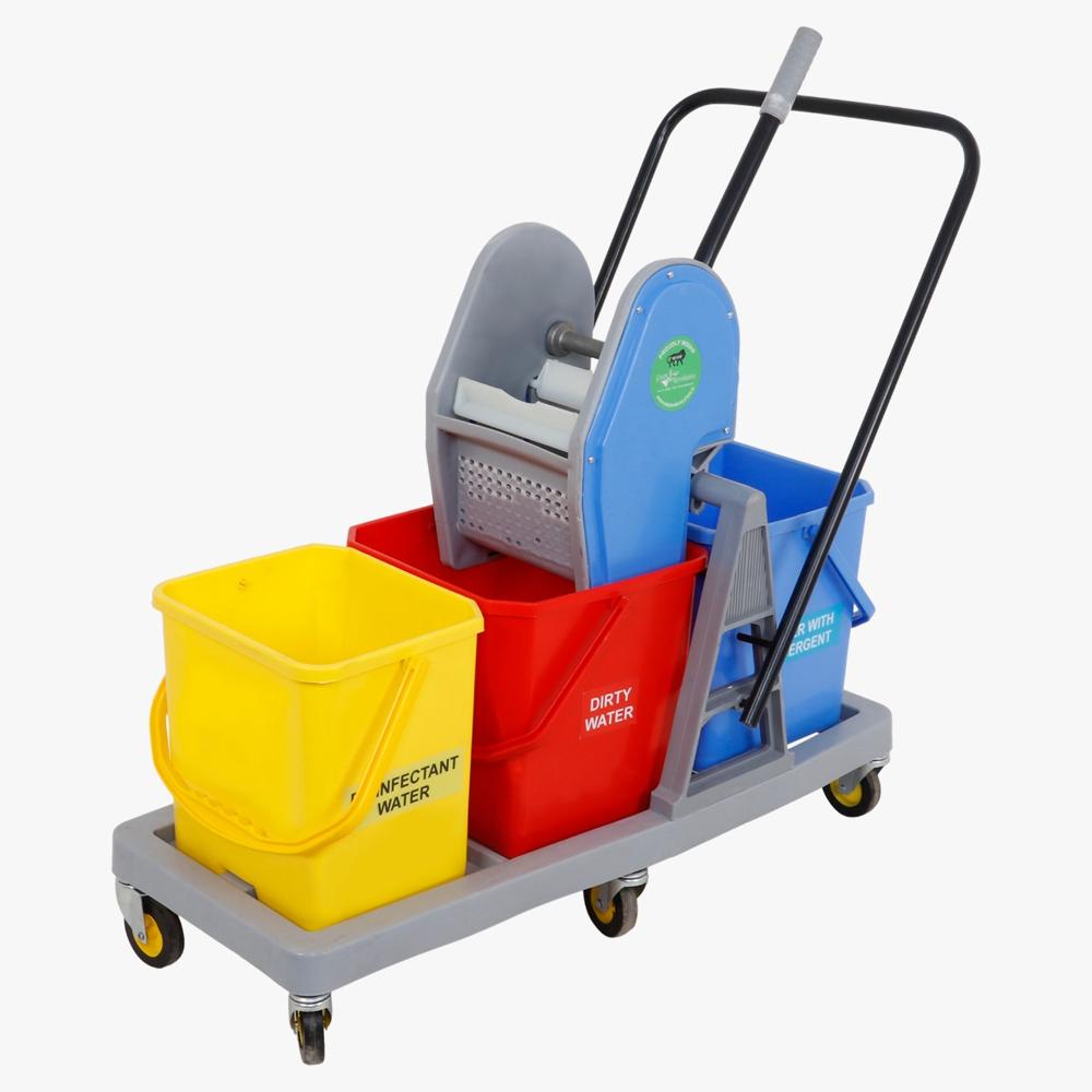 Tripple Bucket Mop Wringer Trolley