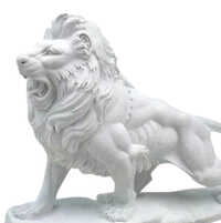 White Marble Lion Statue - Height: 3 Feet (standard)
