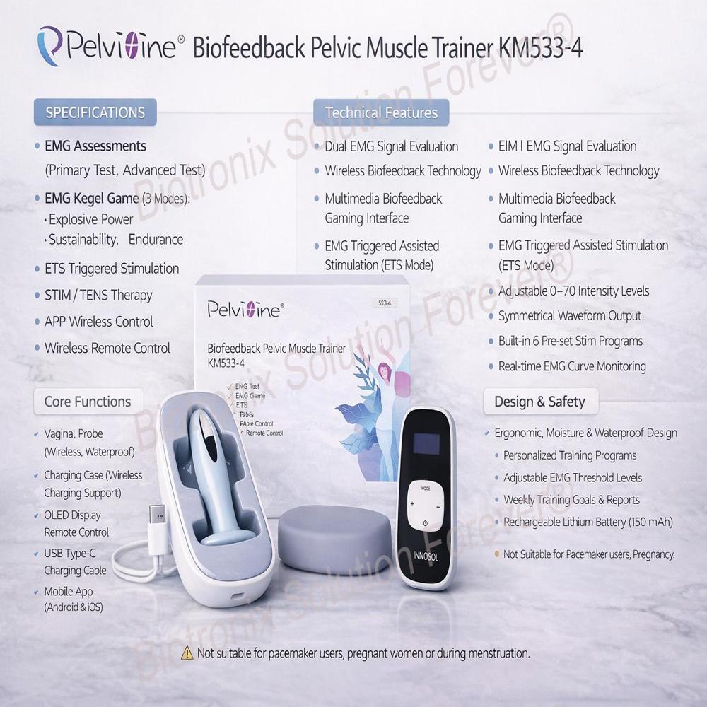 Pelvic Muscle Training Device KM-533-4 with Biofeedback Technology