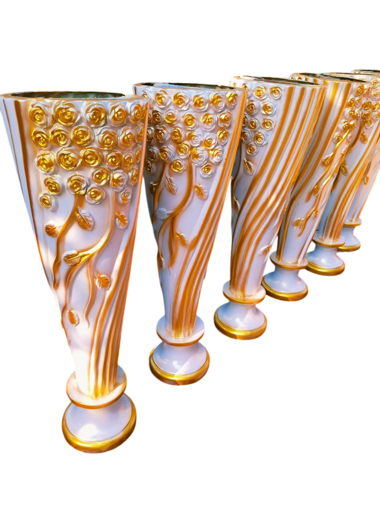 Golden White Fiber Flower Pot