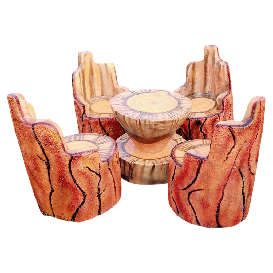 Fiber Tree Trunk Table Chair Set